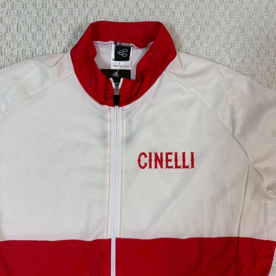 未使用品 デッドストック CINELLI ジャージ L サイクルジャージ 赤/白