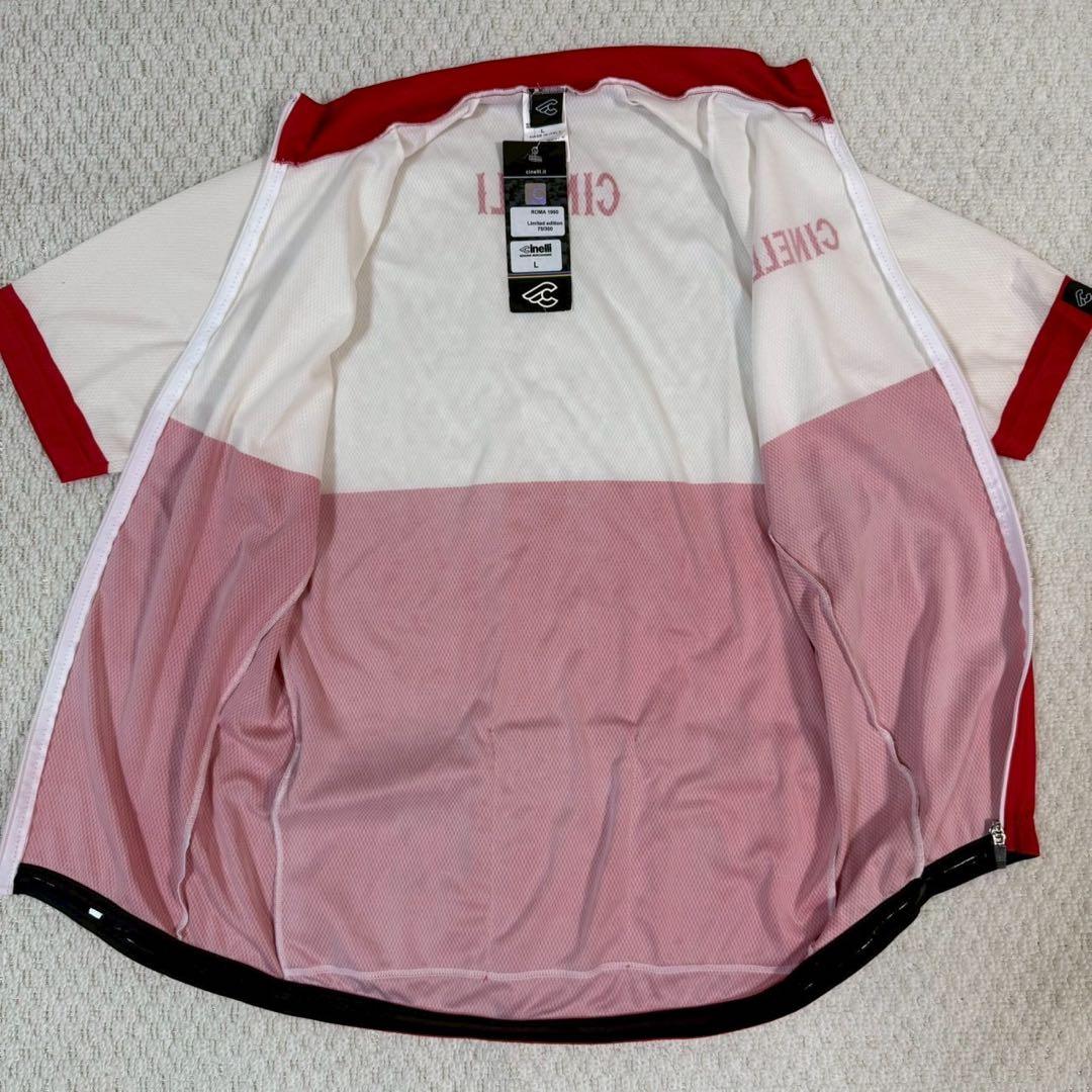 未使用品 デッドストック CINELLI ジャージ L サイクルジャージ 赤/白
