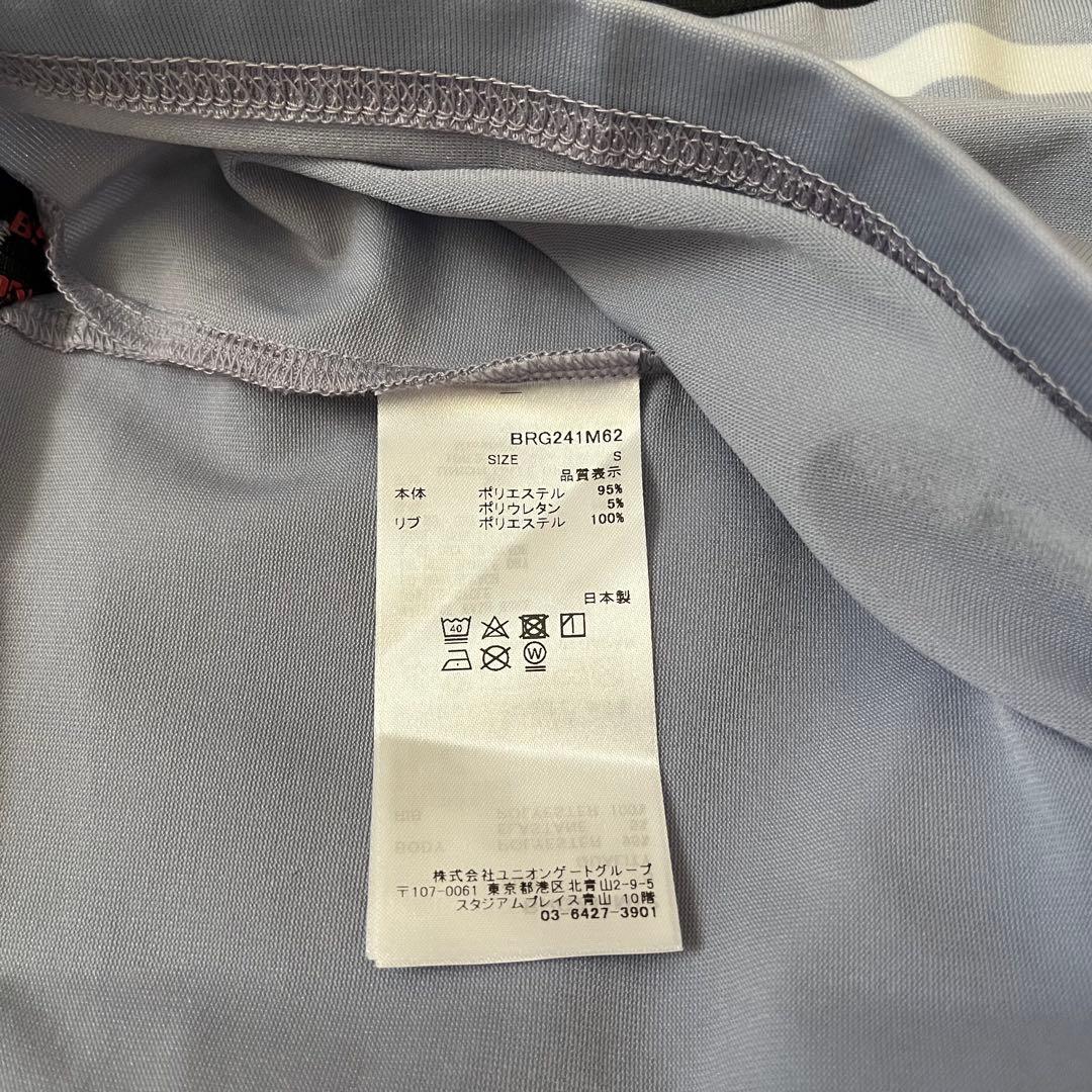 新品★24,200円 メンズS BRIEFING マリンストライプポロシャツ紺灰
