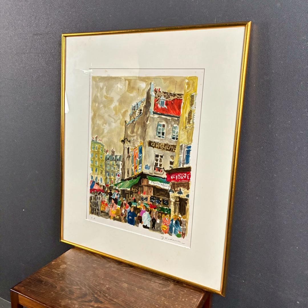 ⭐︎版画のみ⭐︎児玉幸雄「ムフタール通り」リトグラフ 直筆サイン有 額縁入 フランス