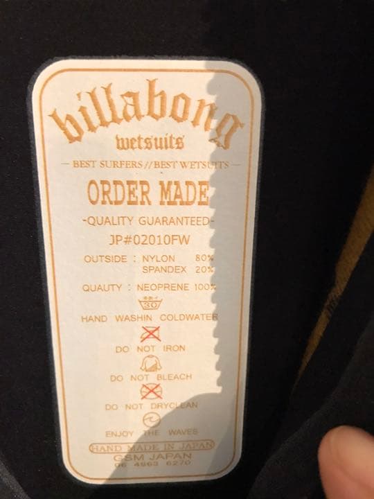 BILLABONG ウエットスーツ　セミドライ