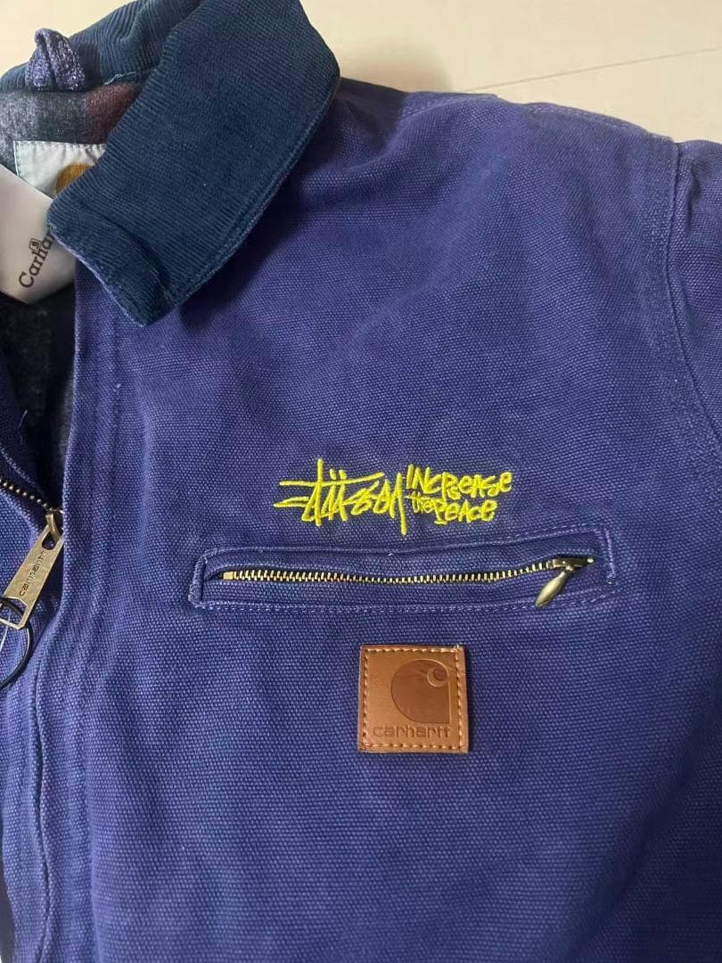 Carhartt×Stussy ネイビー デニムジャケット M