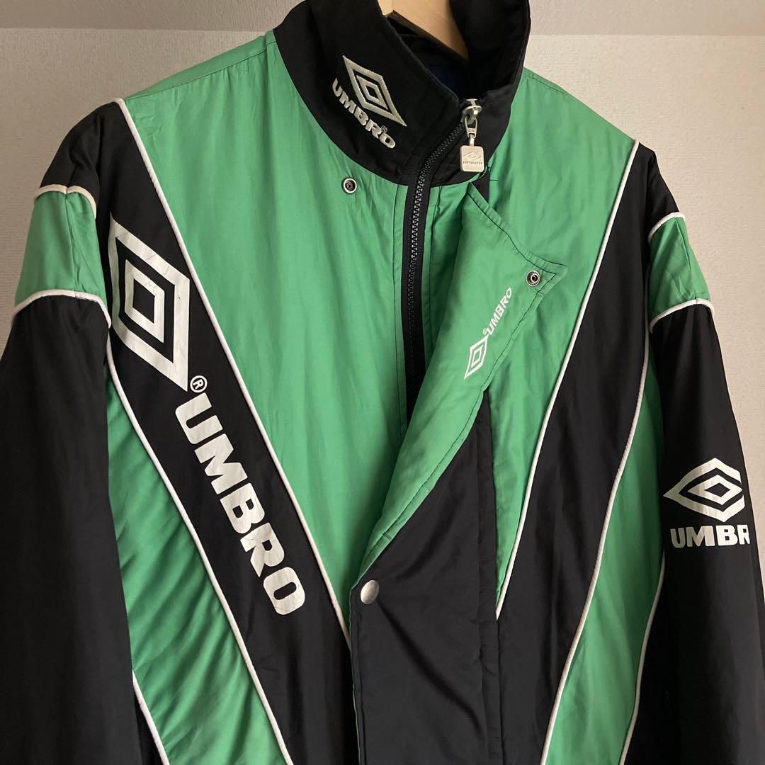 希少　90's umbro アンブロ　ベンチコート　ブラック×グリーン