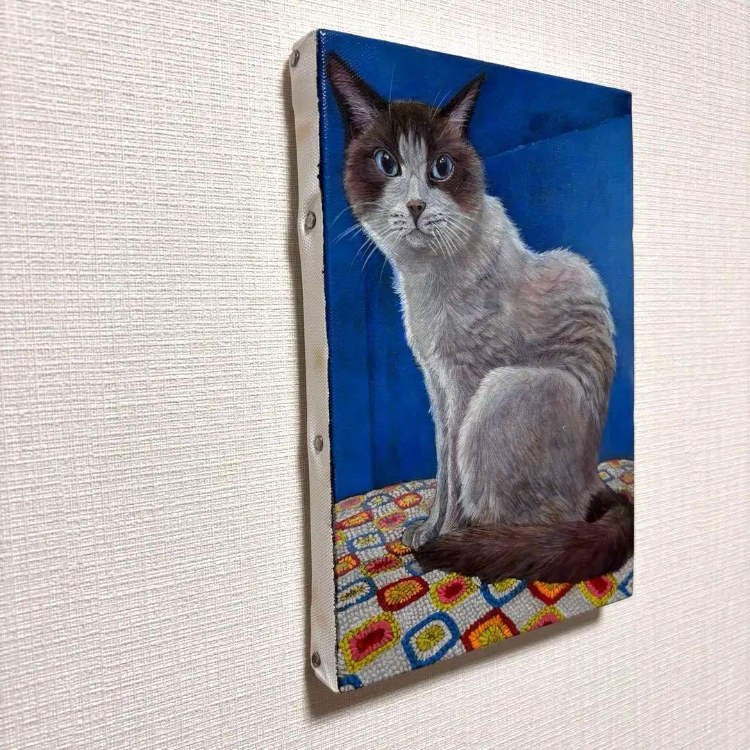 猫の手描き絵画 青い背景