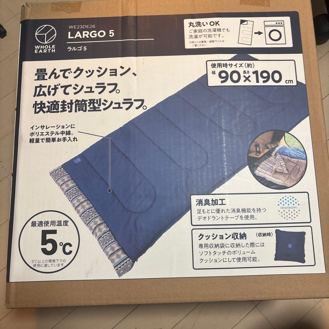 WHOLE EARTH 寝袋 ネイビー 幾何学模様
