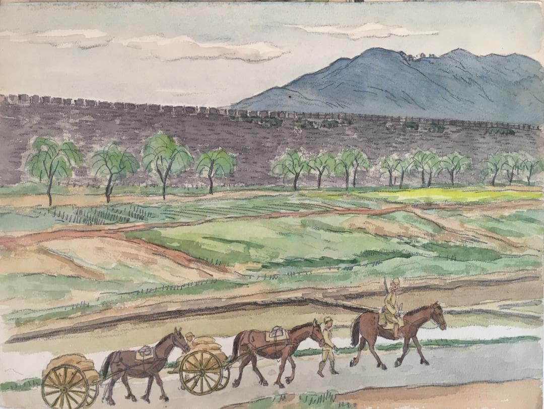 戦地の様子！[三橋武顕・中支戦跡・鉛筆画他]／鉛筆画(二十数枚)＋画集＋絵葉書