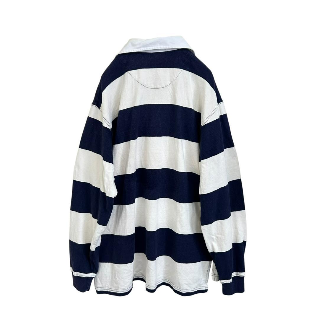 ポロラルフローレン ラガーシャツ ポロベア 90s 紺白 太ボーダー US規格L
