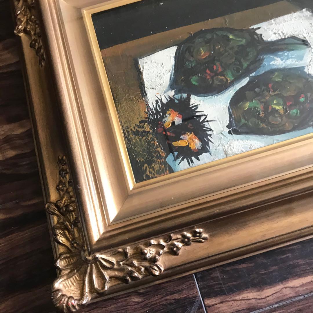 油絵 サイン有り「Les Deux TURBOTS.」油彩 油画 B