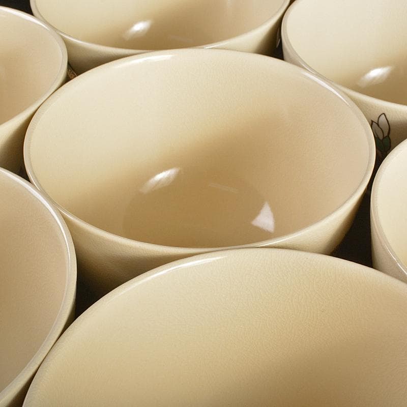 anko　鈴木清安作　色絵金彩　仁清菖蒲文数茶碗十客共箱　V　R7058B