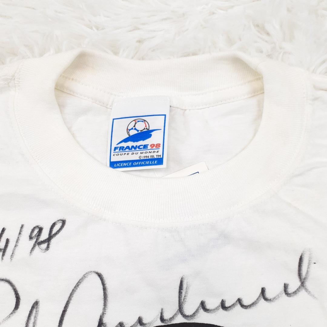新品未使用タグ付◎1998 FIFA フランスW杯 サイン入り記念Tシャツ 希少