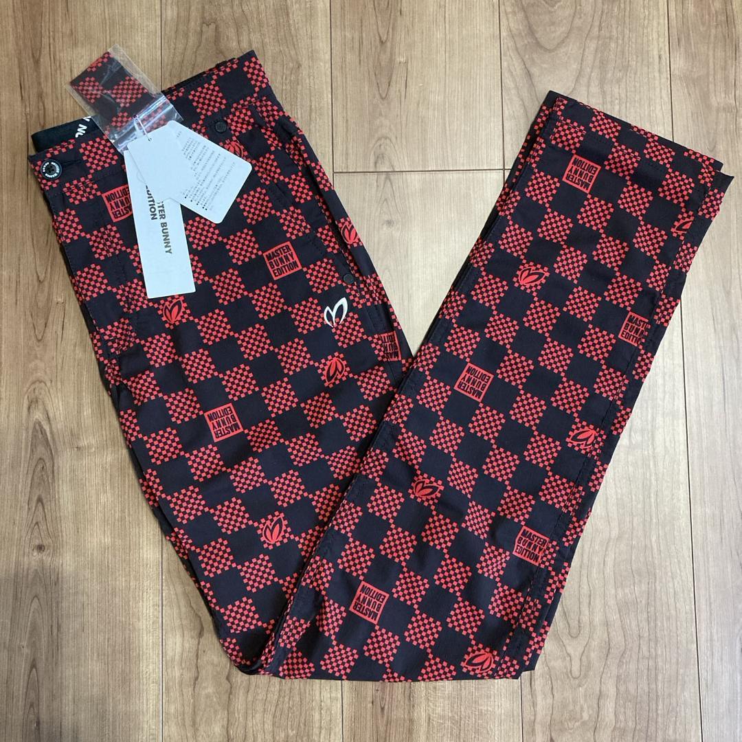 新品　マスターバニーエディション　ゴルフ　ストレッチパンツ　チェッカーフラッグ柄