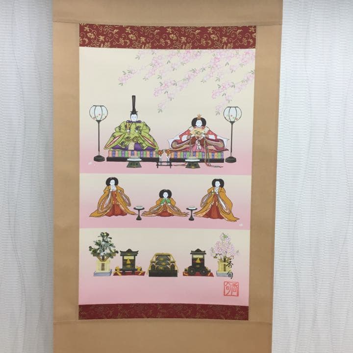 桃の節句　雛人形　段飾り　掛け軸