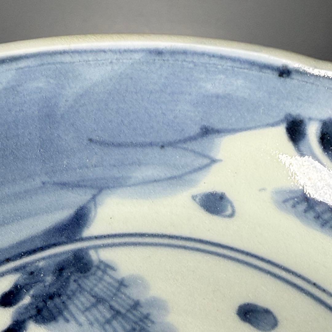 江戸期　染付膾皿　九客　裏蔓唐草　蛇目高台　抽象的な絵付　器が素敵な料理屋さん