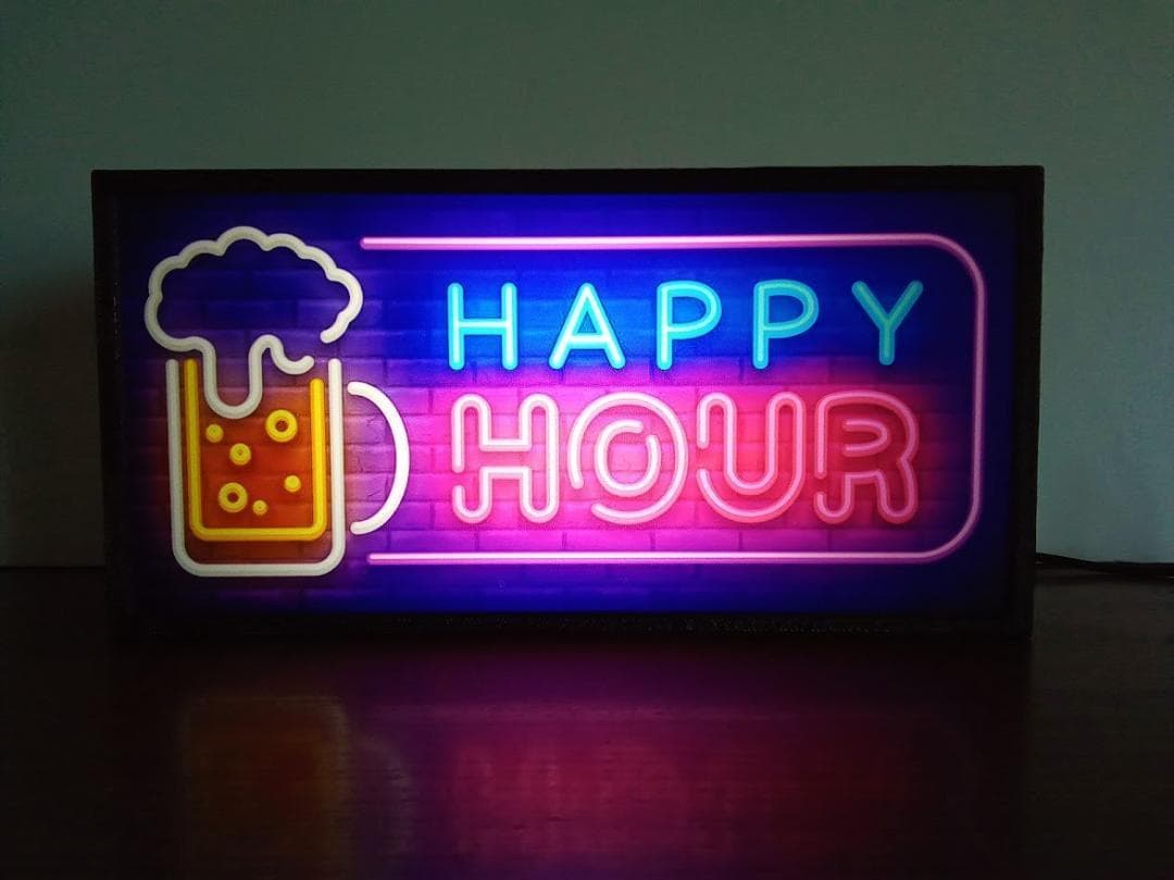 アメリカン スナック ビール 酒 ハッピーアワー 看板 置物 雑貨 ライトBOX