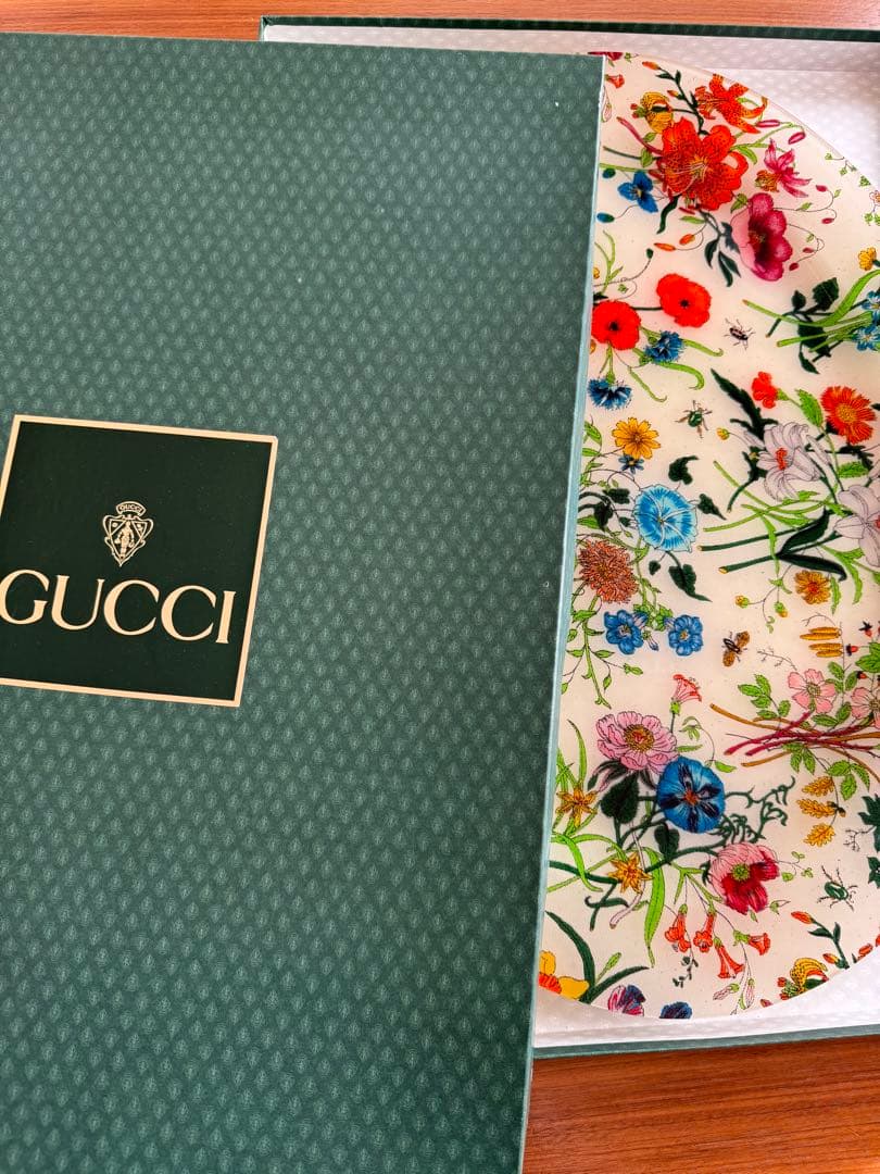 【レア】　グッチ　GUCCI 花柄　アクリルトレイ　オーバル　お盆　トレイ