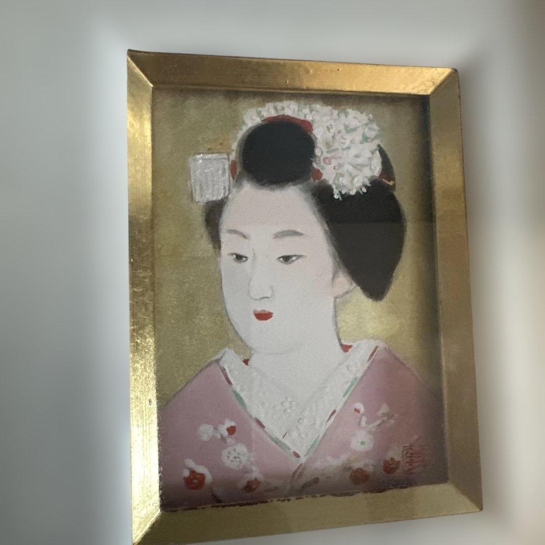 お値下げ❣️日本画 舞妓女性 金色フレーム