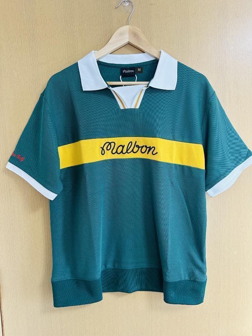 緑M マルボンゴルフ ポロシャツ malbon golf 半袖 メンズウェア