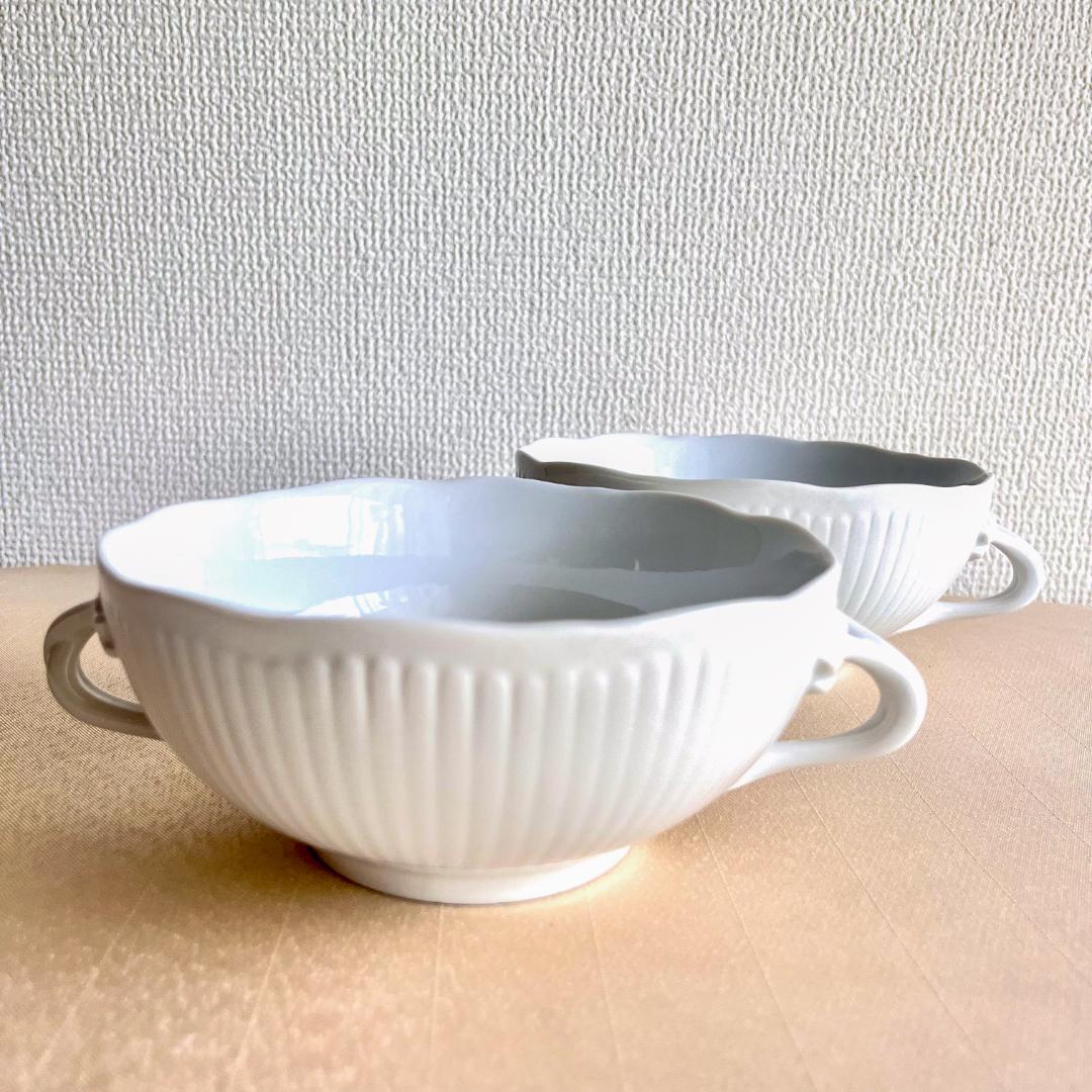 ★新品未使用★CESKY PORCELAN ダブルハンドル　スープボール2点
