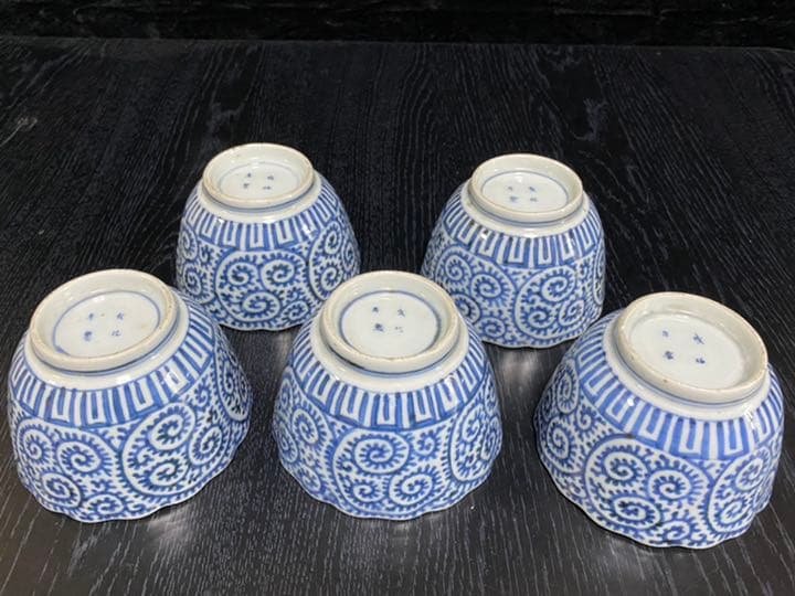 古伊万里　蛸唐草向付　５客揃