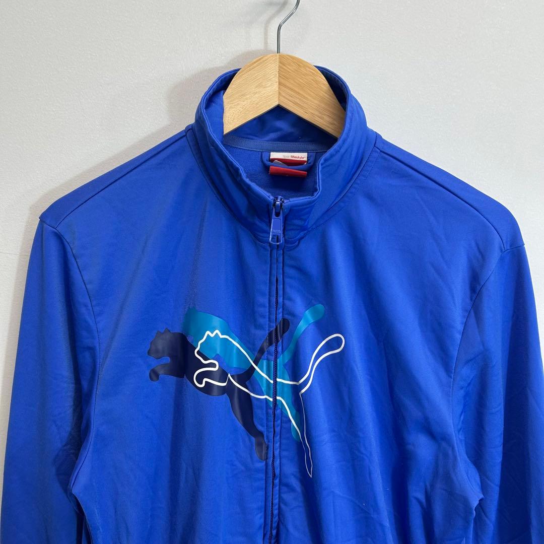 【美品】PUMA トラックジャケット ブルー ライン 立ち襟 スポーツウェア M