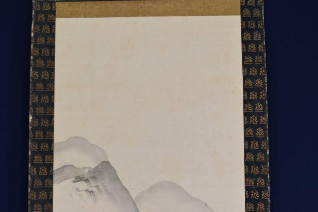 【複製】橋本雅邦/湖畔独釣図/山水図/釣舟図/工芸品/掛軸☆宝船☆AB-420