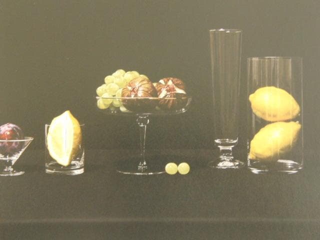 港信夫、【ガラス器の果実】、希少な限定額装用画集画、新品高級額 額装付
