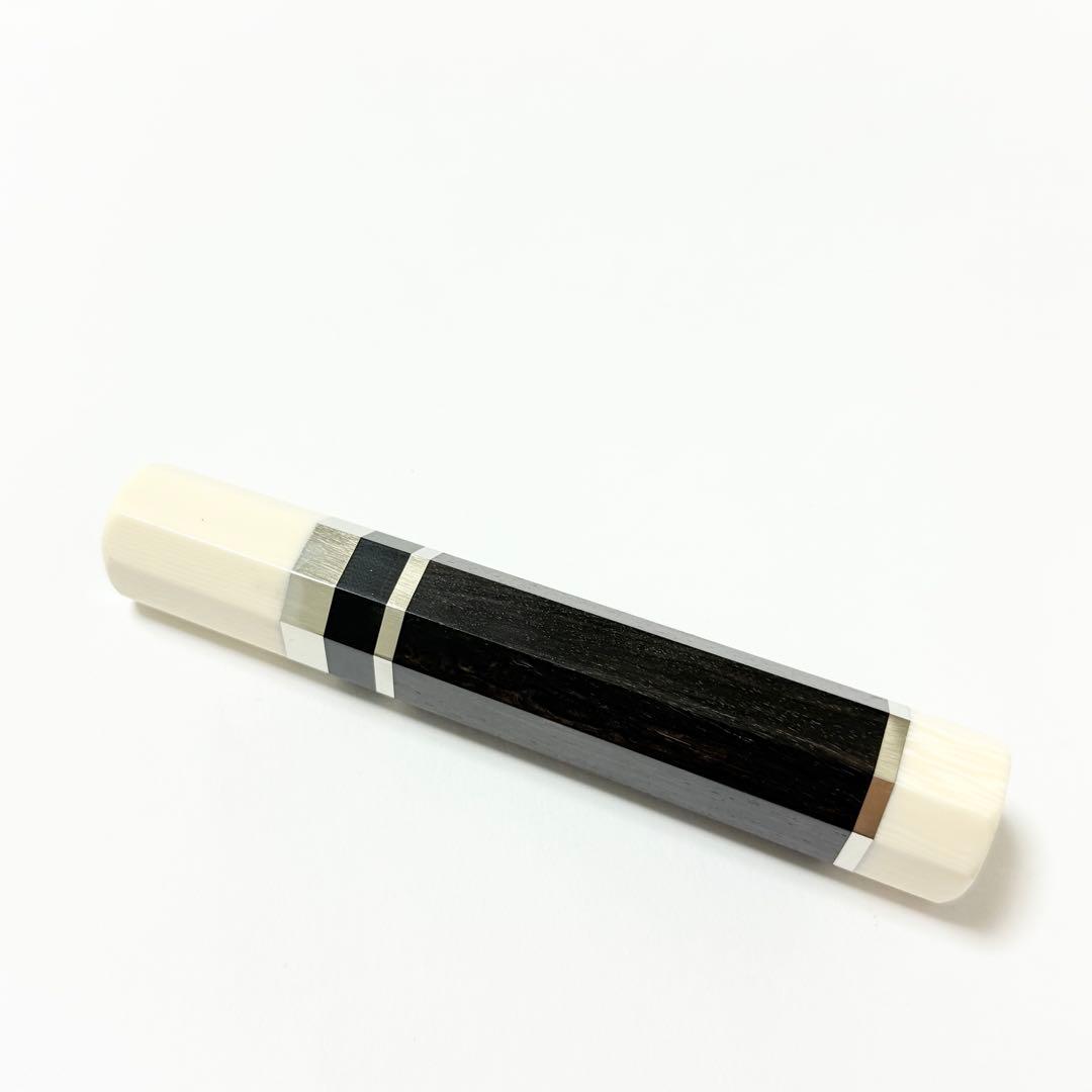 三段銀巻 人工象牙 薄刃7寸 黒檀 八角柄 薄刃210 手作り 包丁の柄
