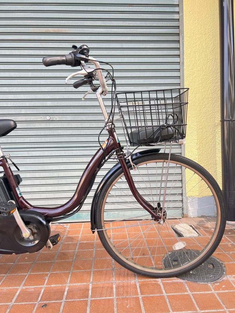 関西限定ヤマハ電動アシスト自転車タイヤ26インチバッテリー 8.7Ah ブラウン