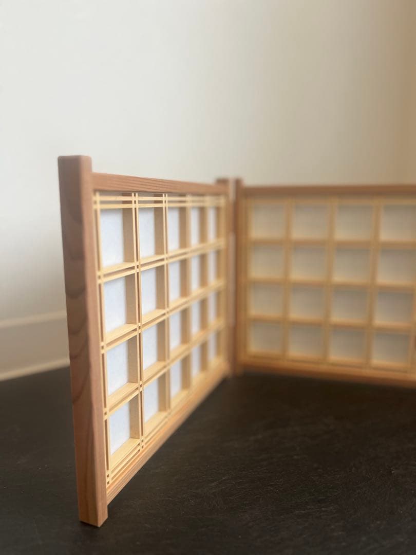【美品】2枚折屏風 組子 田鶴浜建具 秋田杉 神代杉