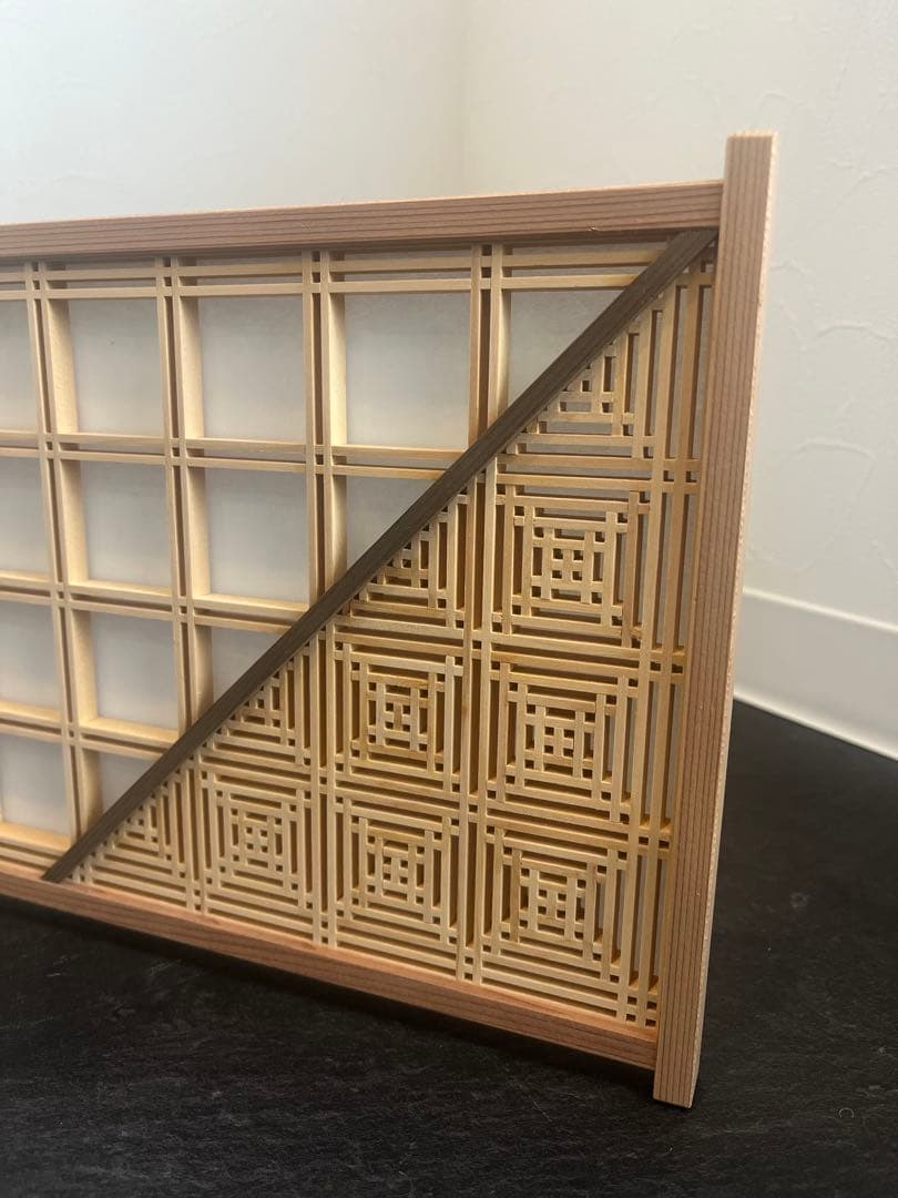【美品】2枚折屏風 組子 田鶴浜建具 秋田杉 神代杉
