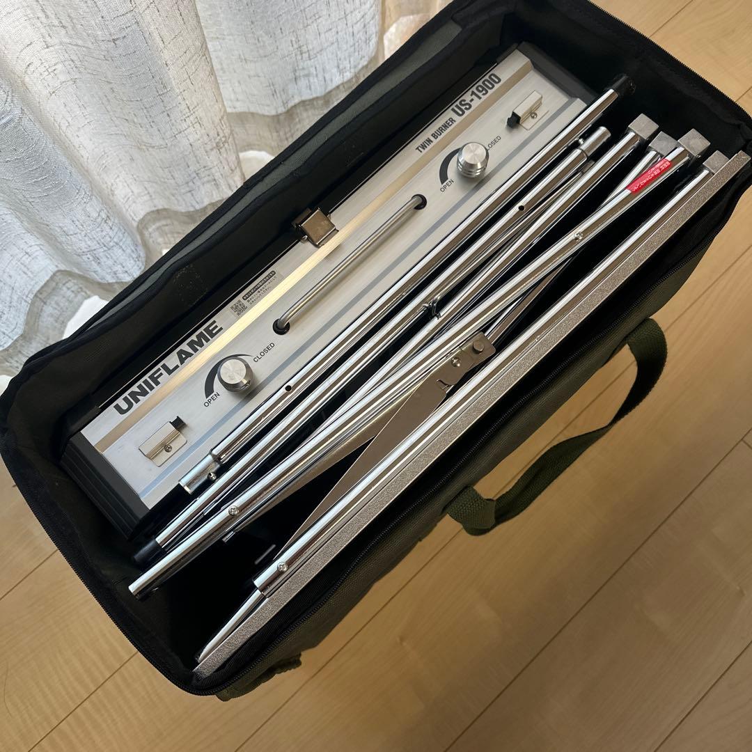 UNIFLAME ツーバーナー&キッチンスタンド&収納ケース　3点セット