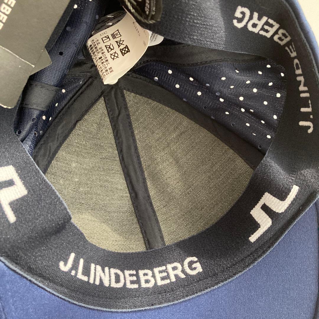 新品 J. LINDEBERG ゴルフメンズ帽子 ネイビーキャップ ロゴワッペン