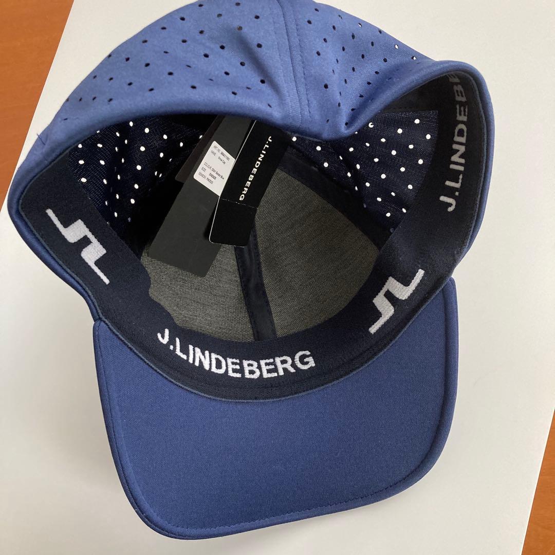 新品 J. LINDEBERG ゴルフメンズ帽子 ネイビーキャップ ロゴワッペン