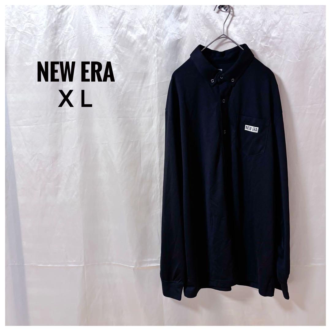 【新品】NEW ERA 長袖 鹿の子ボタンダウン ポロシャツ ボックスロゴ XL