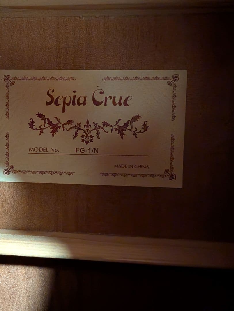 Sepia Crue アコースティックギターとケースとピック