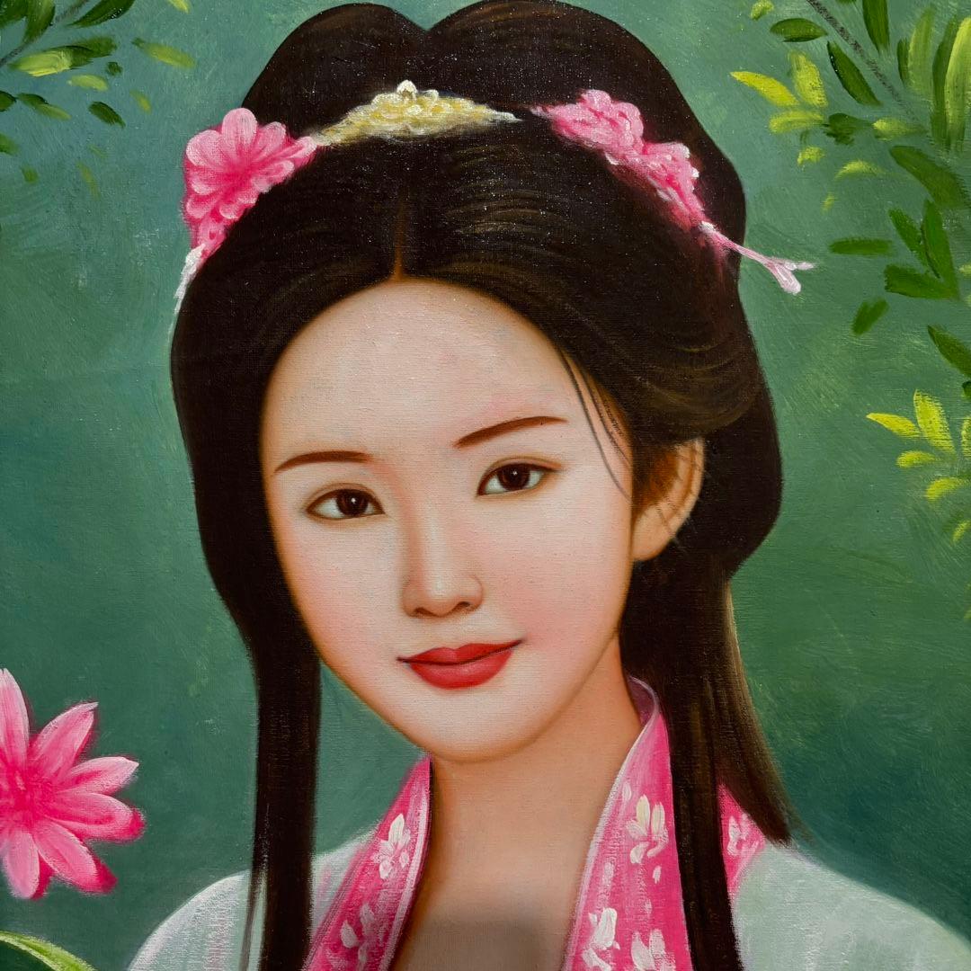 手描き 水彩油画 人物画 陳逸鸣 人物図 中国絵画 約70×100cm 未表装