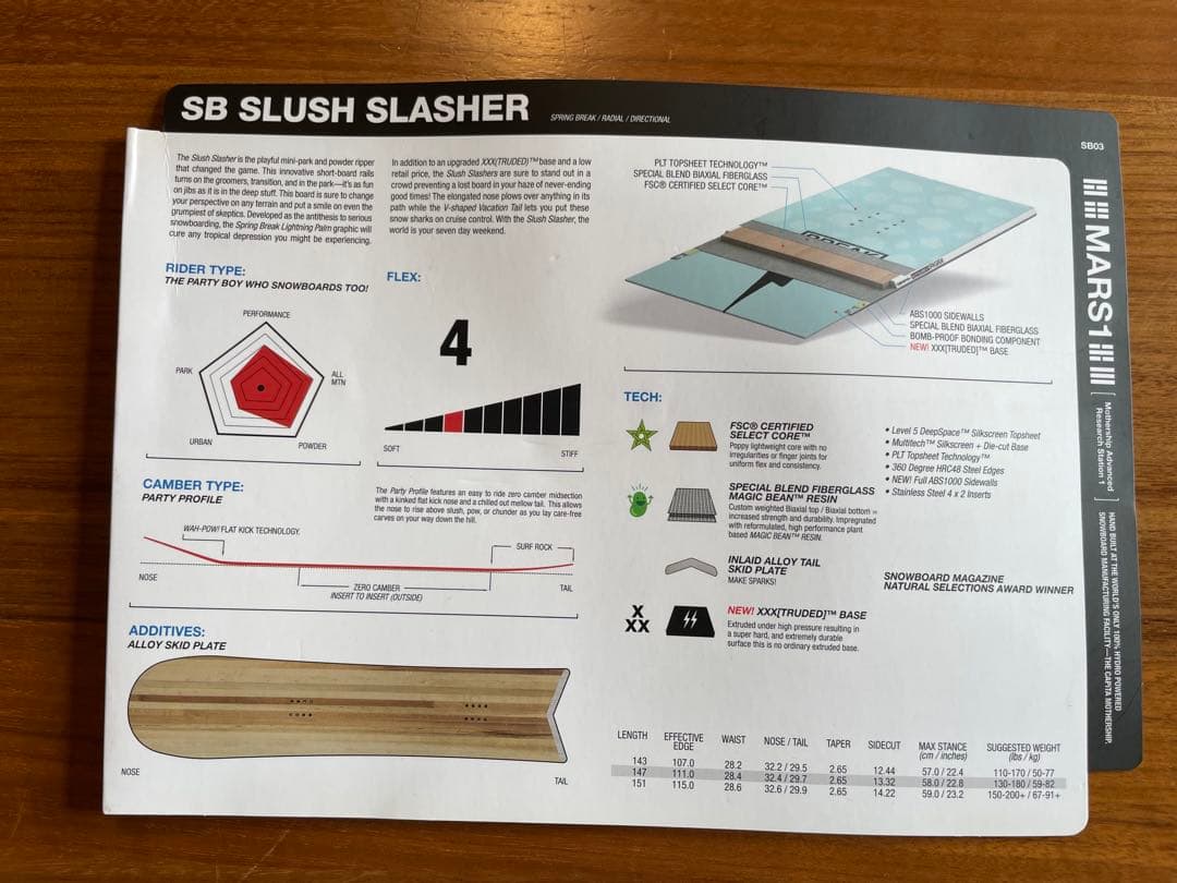 スノーボード CAPiTA SPRING BREAK SLUSH SLASHER 151