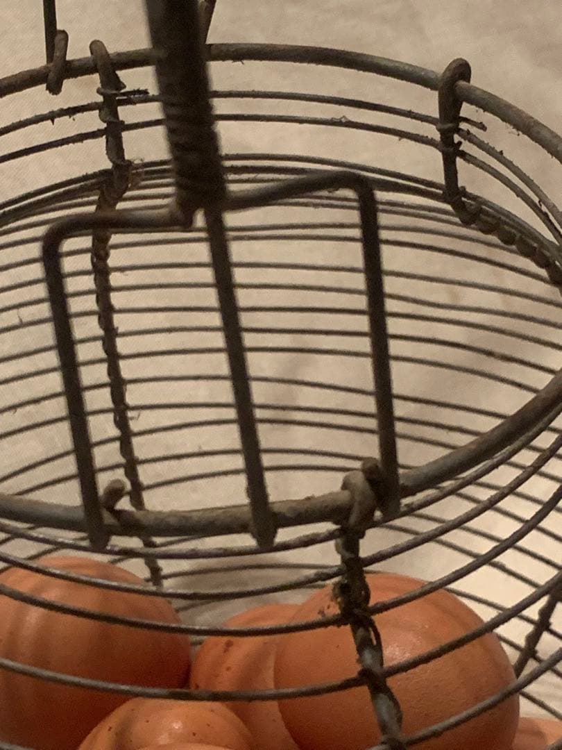 フランスアンティーク ビンテージ ワイヤーバスケット エッグバスケット c.