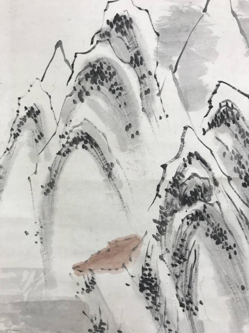 【真作】金陵/雪景山水図/山水図/掛軸/名家伝来/AD-351