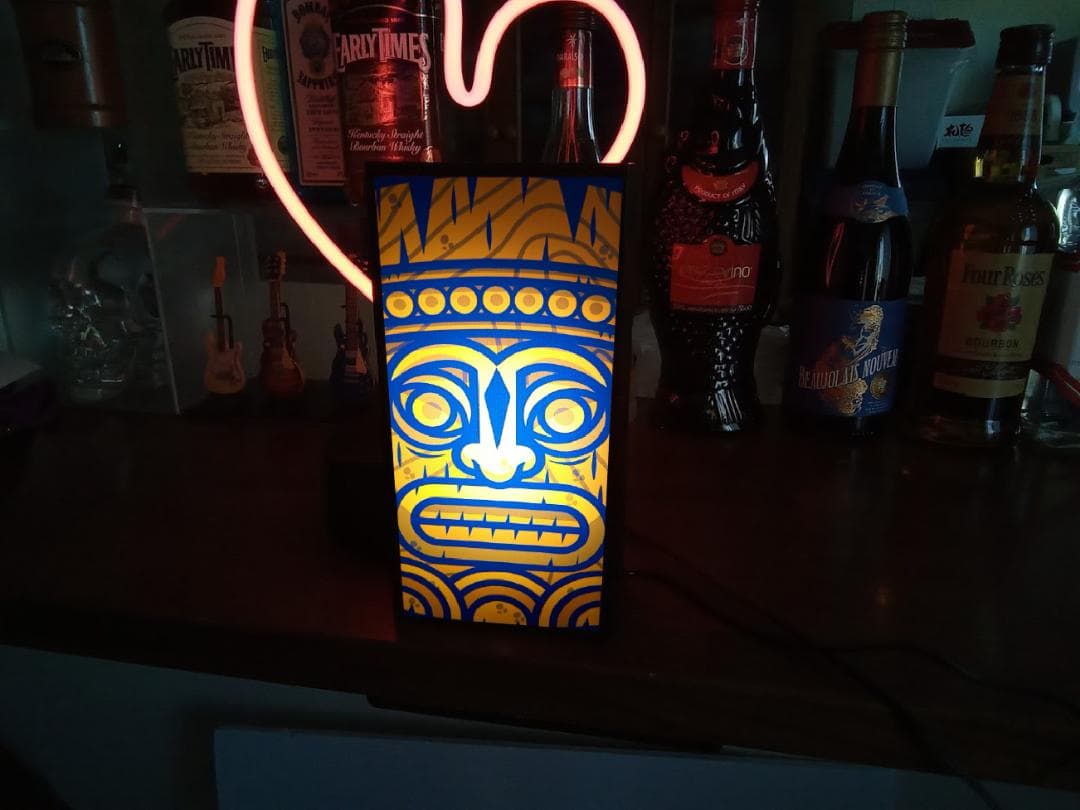 TIKI ティキ像 ハワイアン雑貨 ハワイ ランプ 置物 LEDライトBOX