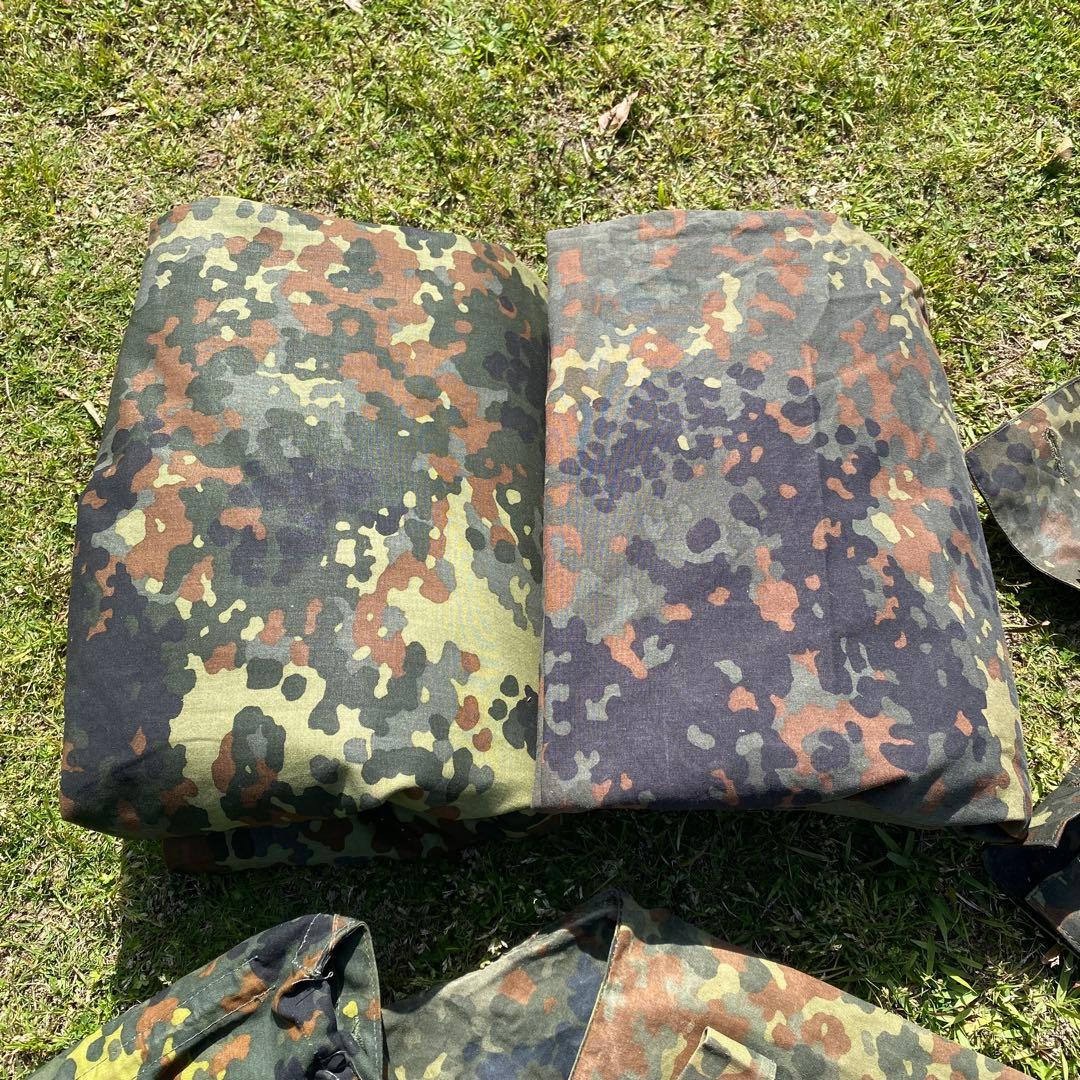 ドイツ軍　軍幕⑤　ハーフシェルター２枚　迷彩柄　パップテント　ポール・ペグセット