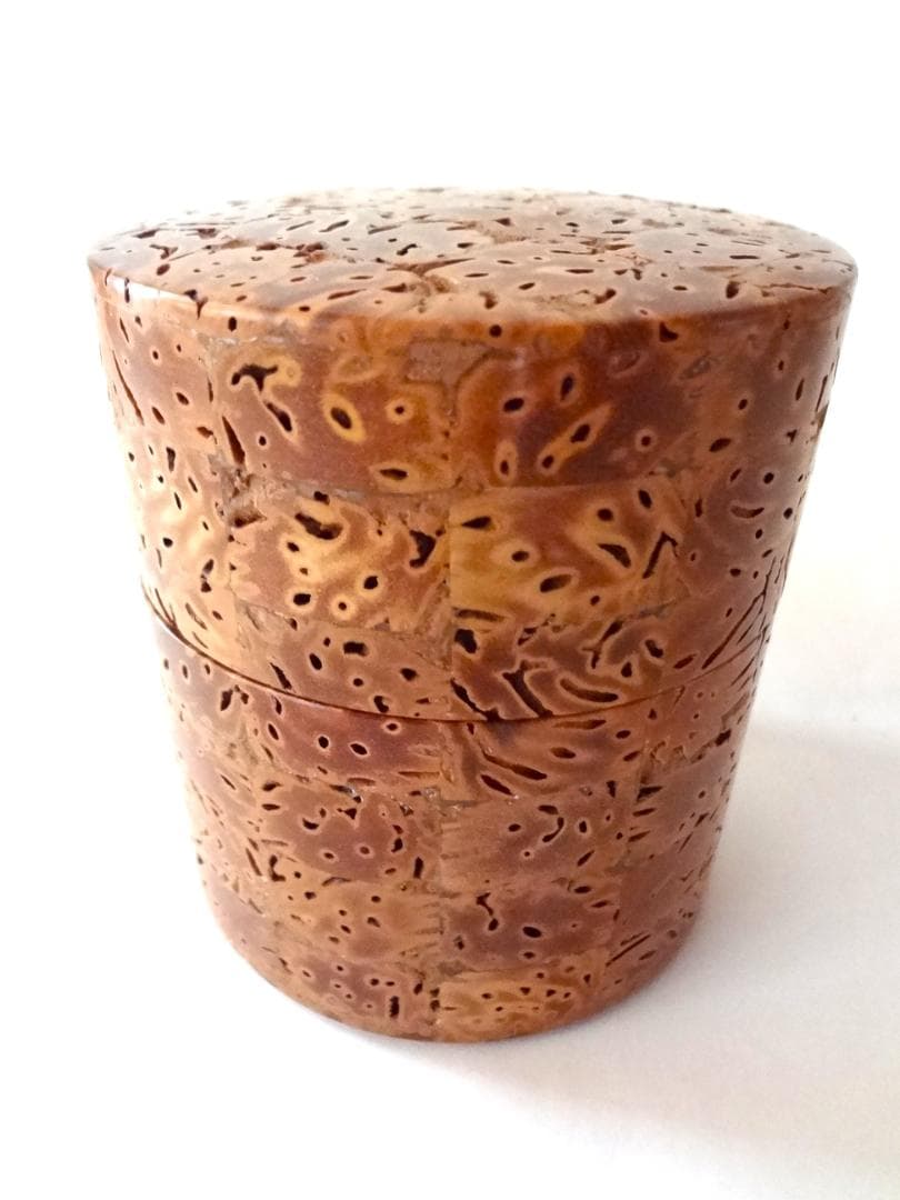 桃の実　茶入　茶筒　銅缶　貞作　伝統工芸品　中古品　美品　茶道具　おすすめ品