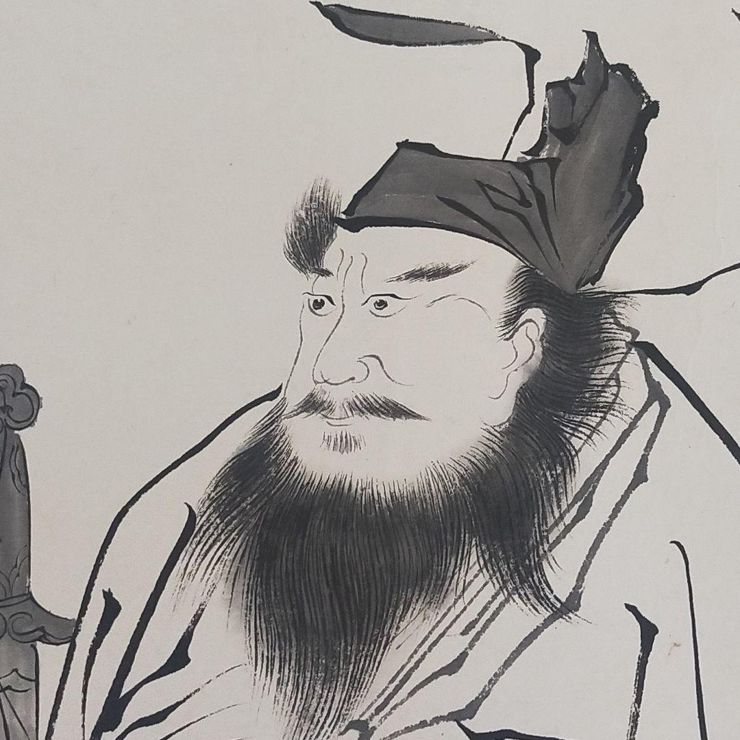 鍾馗　中国の伝説 墨絵 掛軸 大判 肉筆　55*45cm