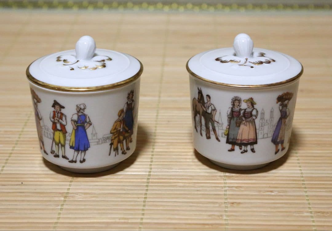 Langenthal・スイス・ランゲンタール・蓋付・磁器・食器・4個セット