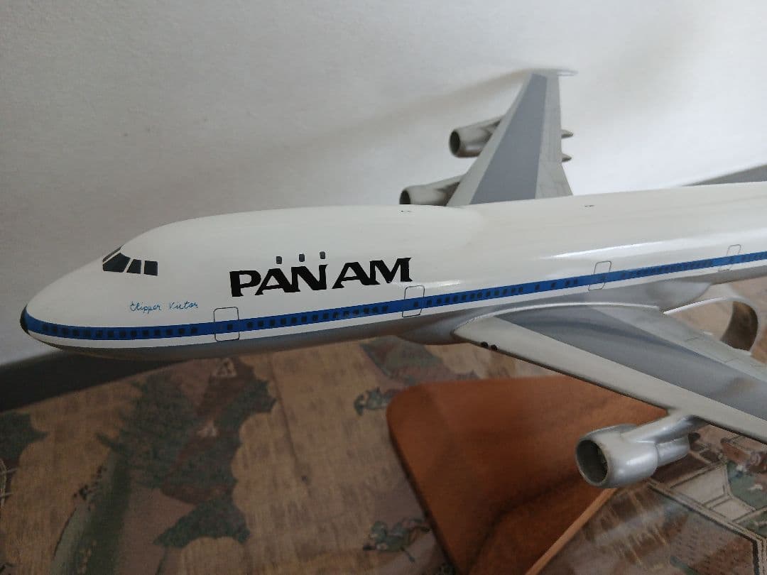 Pan Am 747 木製 レプリカ 胴体長さ＝45.5cm 翼長さ＝38.2㎝