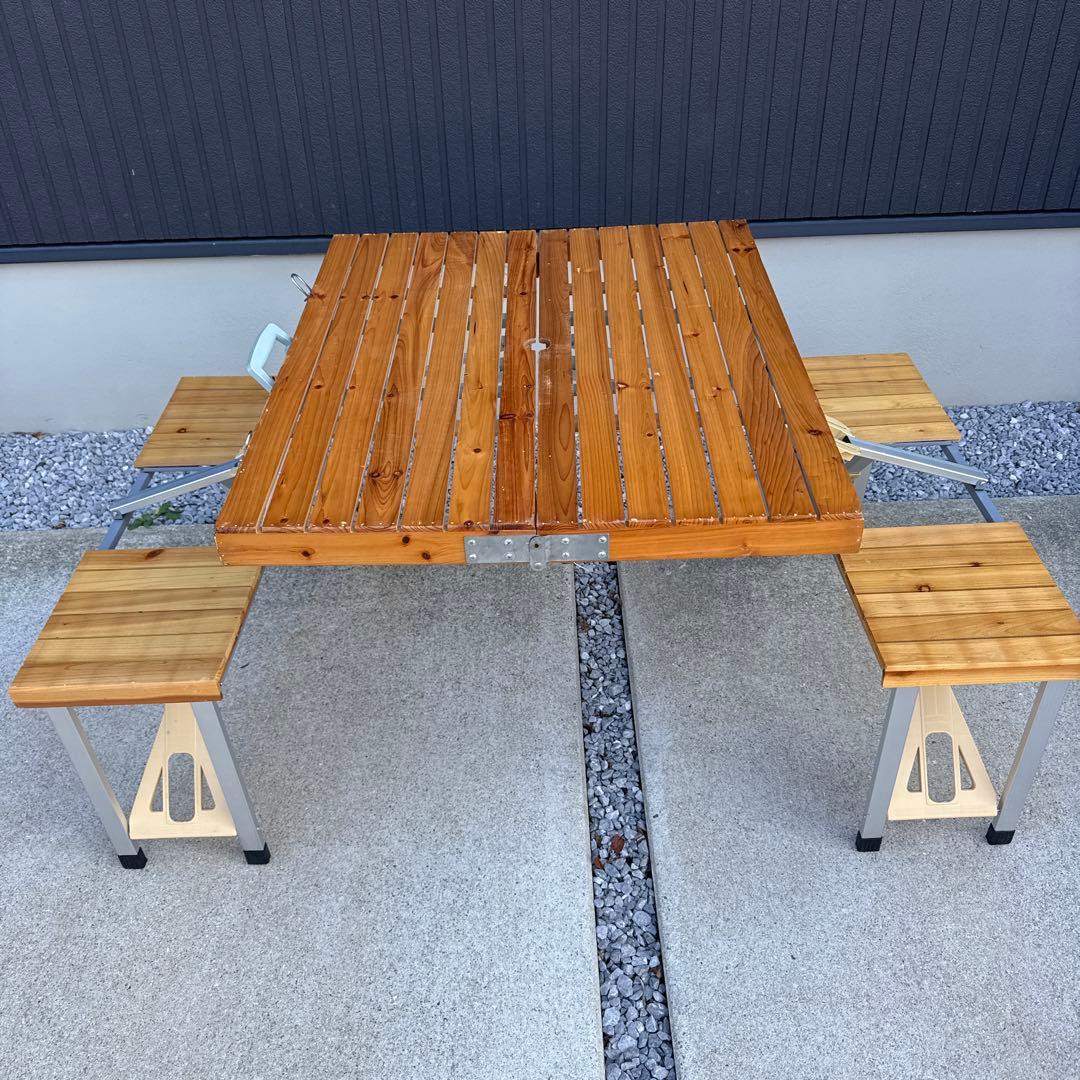 アウトドア テーブルチェアセット 木製