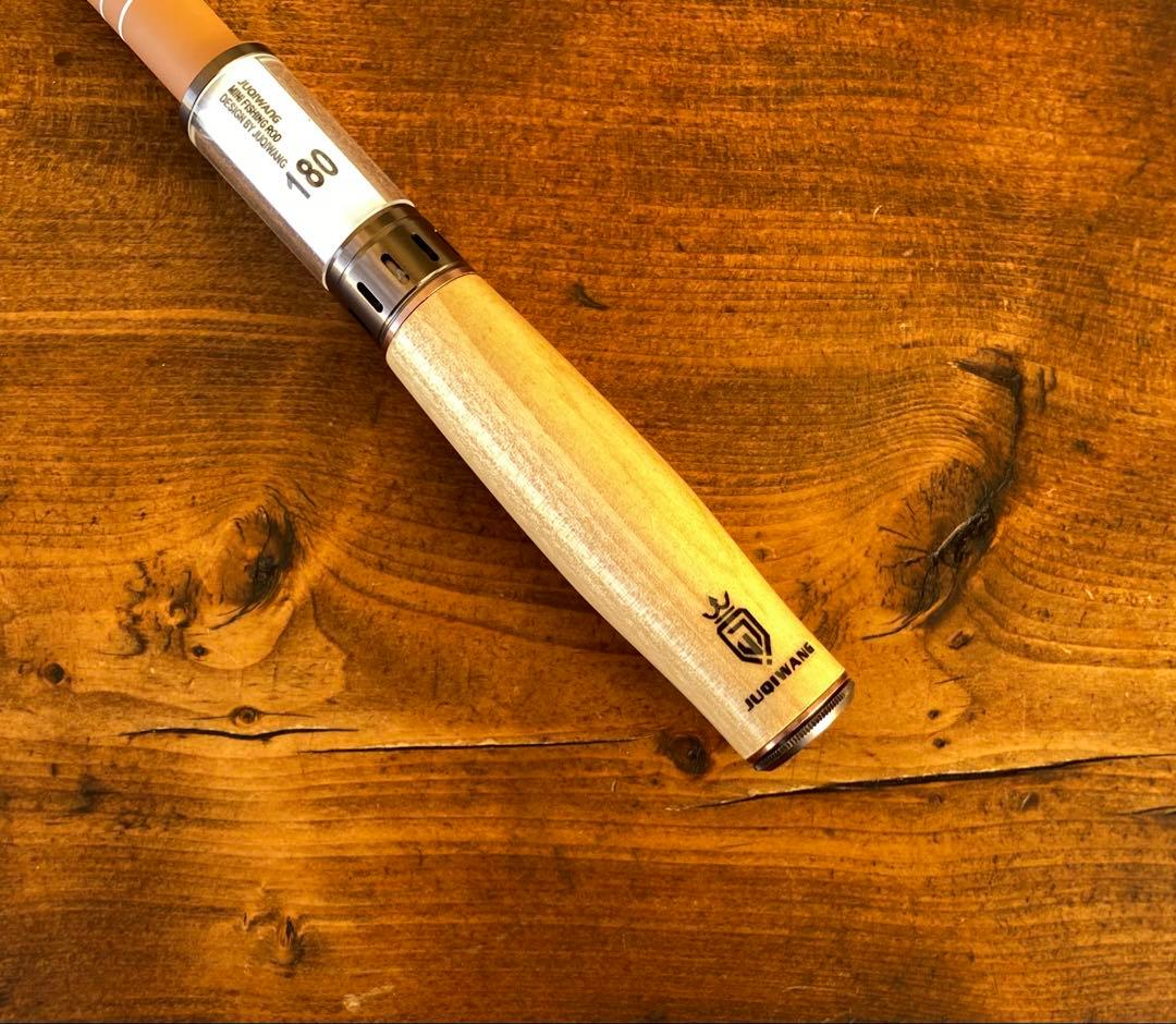 小物釣り竿　タナゴ竿　ブラウン×ホワイト　180cm ウッドグリップ　振り出し竿