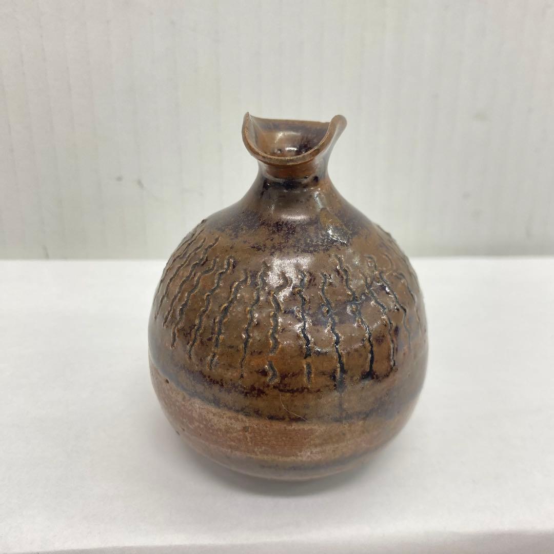 ♦︎ T146 陶器 京焼 白井半七 徳利 一輪挿し 陶印 高さ 8.5cm 酒器