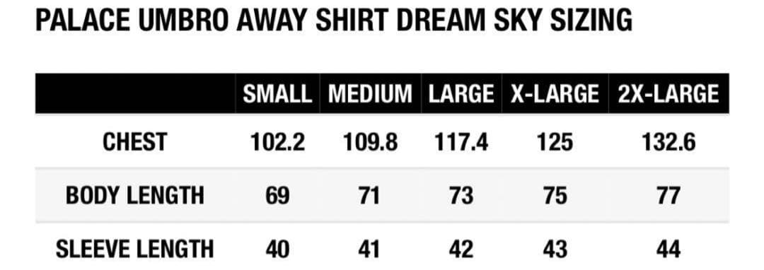ウェア palace umbro away shirt dream sky