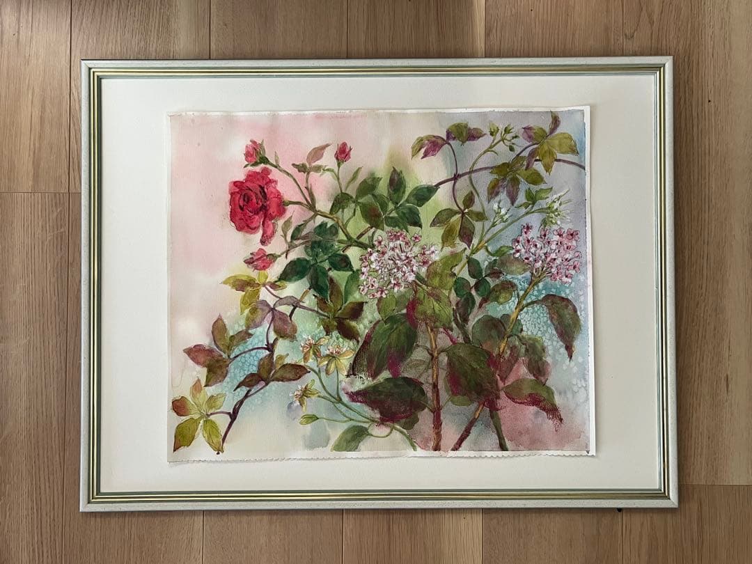 赤薔薇　水彩画　原画